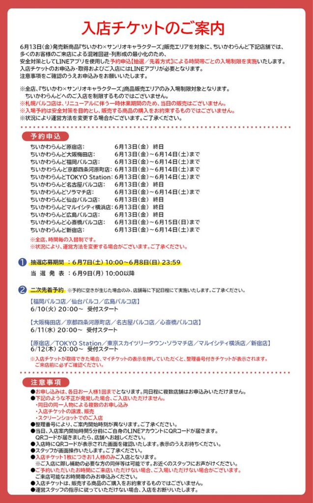 ちいかわらんど抽選予約